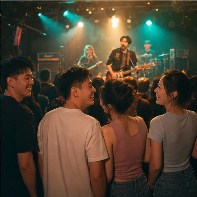 中国成年人一起进入Livehouse音乐现场